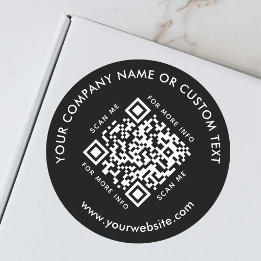 Scannable QR Code Business Company Modern Black Classic Round Sticker