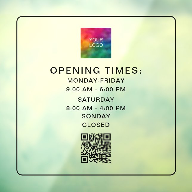 Scannable QR Code Business Hours Upload Logo Sleek (Sheet 3)