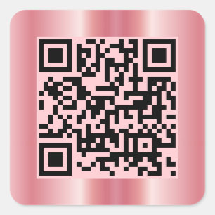 Scannable QR Code Elegant Rose Gold Custom Square Sticker