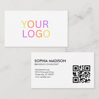 Scannable QR Code Logo Minimalist Business Card