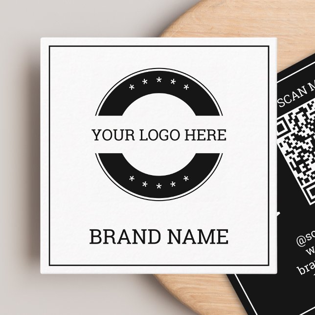 Scannable QR Code Modern Digital Black and White Square Business Card (Scannable QR Code Modern Digital Black and White Square Business Card)