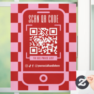 Scannable QR Code Retro Red & Pink Business Shop