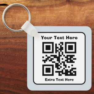 Scannable QR Code Template w/Editable Text Key Ring