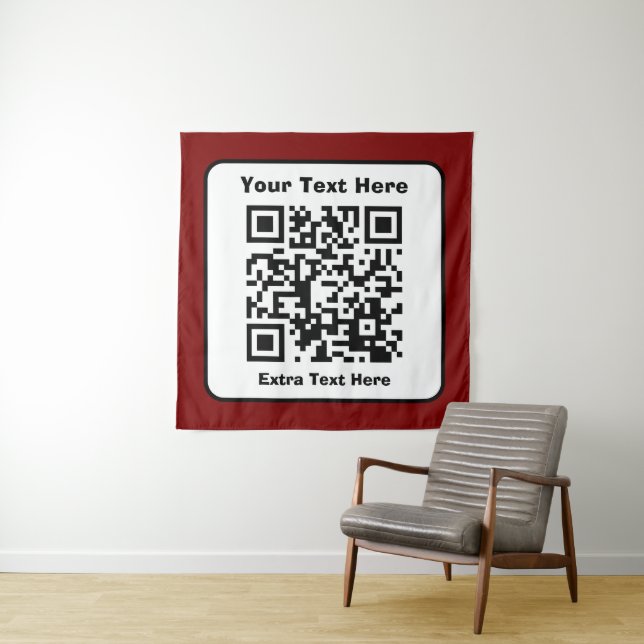 Scannable QR Code Template w/Editable Text Tapestry (In Situ)