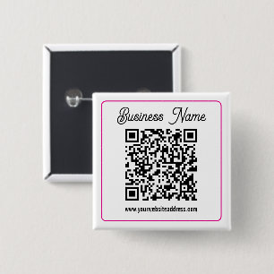 Scannable QR code with Cursive Script Handwriting 15 Cm Square Badge