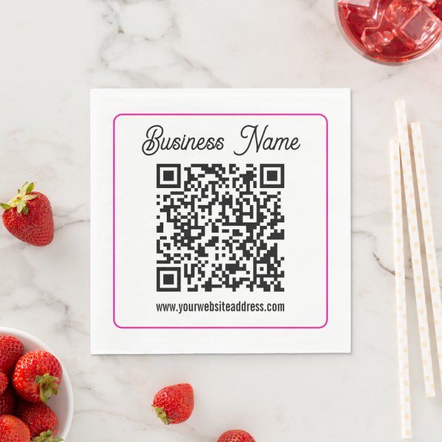 Scannable QR code with Cursive Script Handwriting Napkin (Insitu)