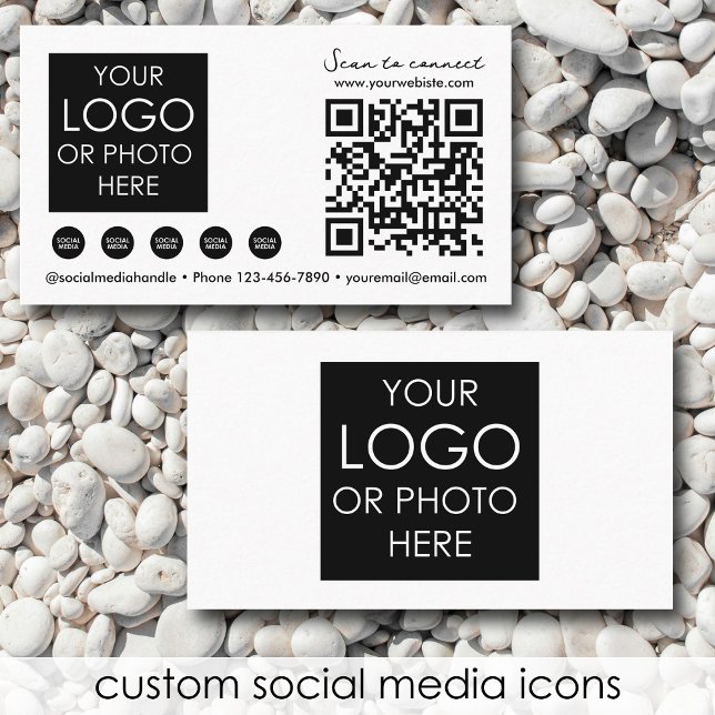Scannable Social Media QR Code White Business Logo Card (Scannable Social Media QR Code White Business Logo Business Card)