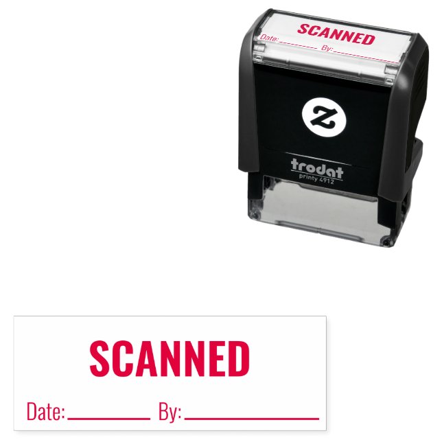 SCANNED Date By Business Text Template Self-inking Stamp (In Situ)
