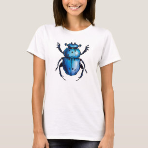 Scarab Beetle Art Blue Insect Entomology T-Shirt