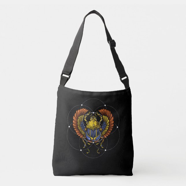 Scarab Beetle Egyptian Symbol Sacred Geometry Crossbody Bag (Front)
