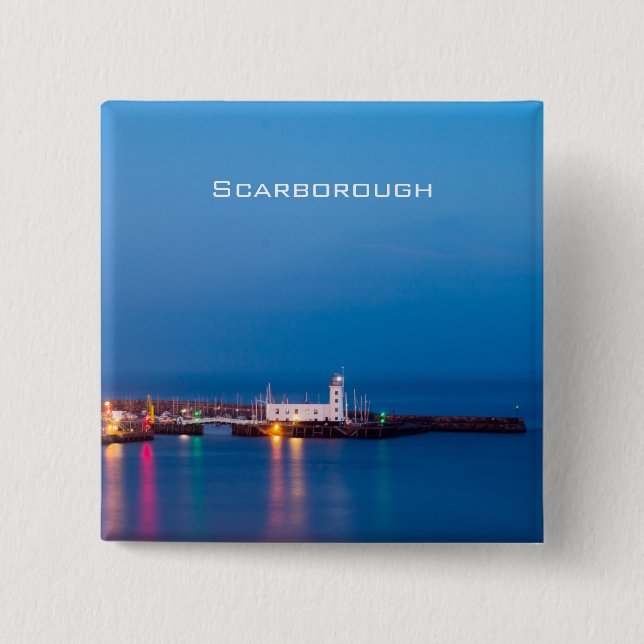 Scarborough Lighthouse 15 Cm Square Badge (Front)