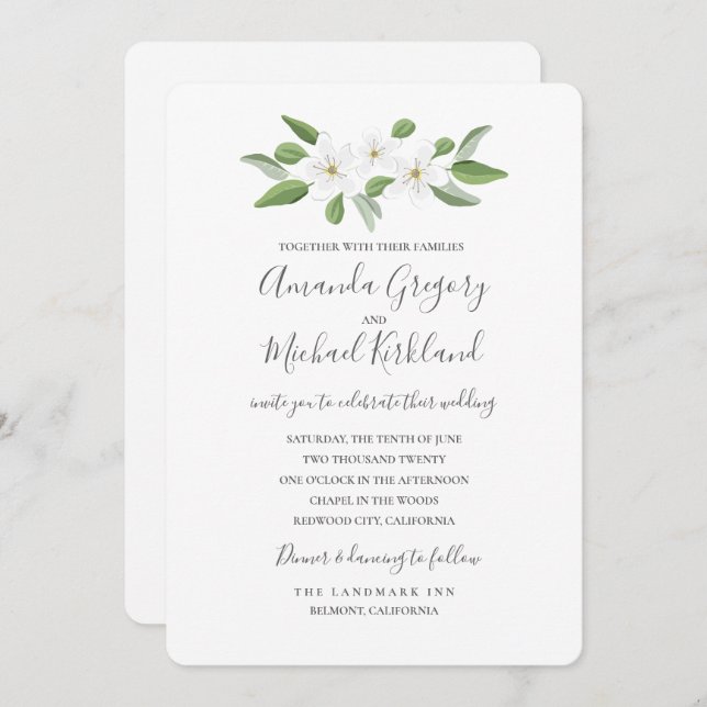 Scarborough Sage Monogram Wedding Suite Invitation (Front/Back)