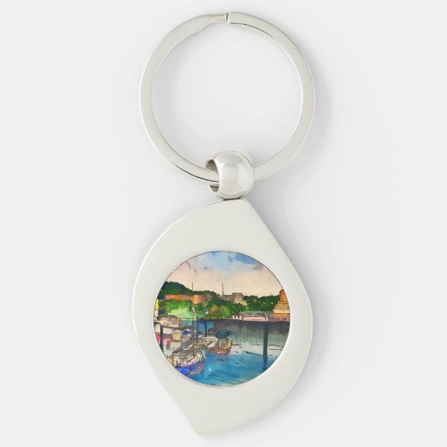 Scarborough Watercolour  Key Ring (Front)