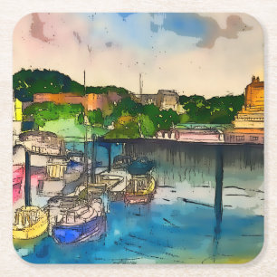 Scarborough Watercolour Square Paper Coaster