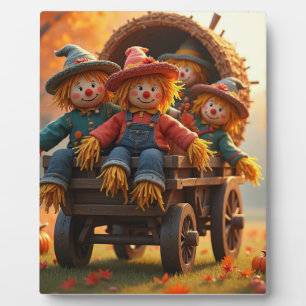 Scare crows on a hay ride plaque