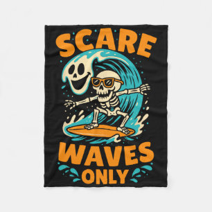 Scare Waves Only Skeleton Surfer Funny Surfing Hal Fleece Blanket
