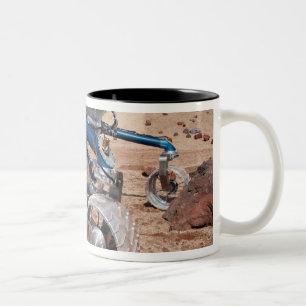 Scarecrow, a mobility-testing model Two-Tone coffee mug