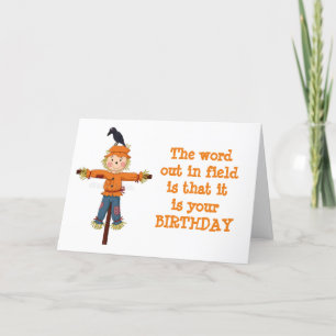 SCARECROW AND CROW WITH "BIRTHDAY WISHES" CARD
