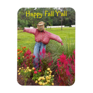 Scarecrow and fall flowers at Bok Tower Gardens FL Magnet