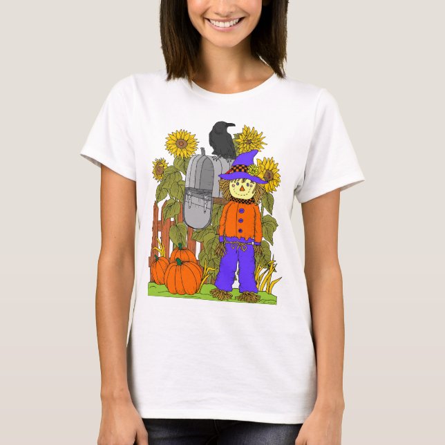 Scarecrow and Pumpkins T-Shirt (Front)