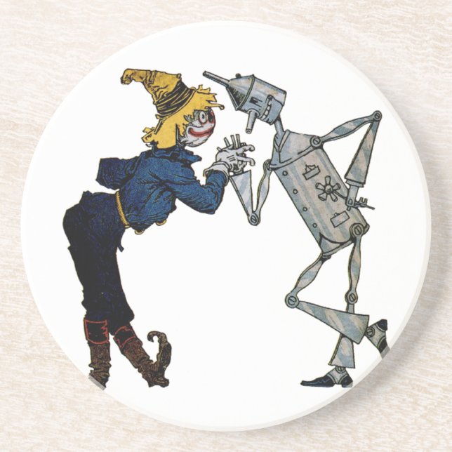 Scarecrow and Tin Man Sandstone Coaster (Front)