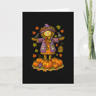 Scarecrow Autumn Harvest Fall Season Pumpkin Thank Card