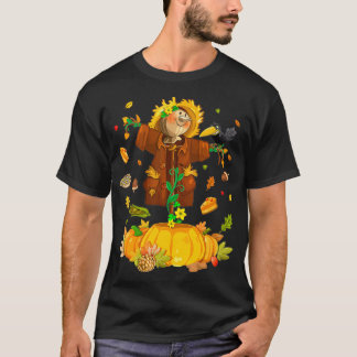 Scarecrow Autumn Hello Fall Pumpkin Halloween T-Shirt