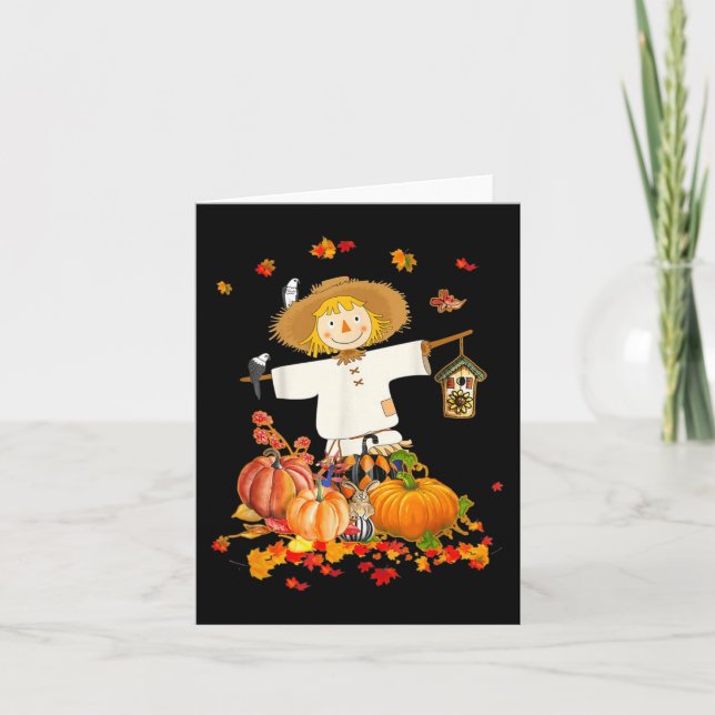 Scarecrow Autumn Hello Fall Pumpkin Thanksgiving H Card (Front)