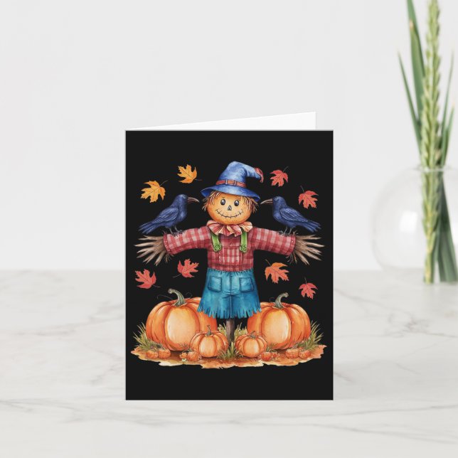 Scarecrow Autumn Hello Fall Pumpkin Thanksgiving H Card (Front)