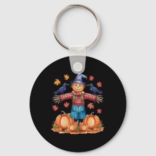 Scarecrow Autumn Hello Fall Pumpkin Thanksgiving H Key Ring