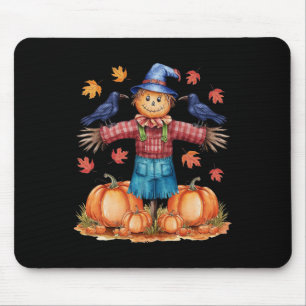 Scarecrow Autumn Hello Fall Pumpkin Thanksgiving H Mouse Pad