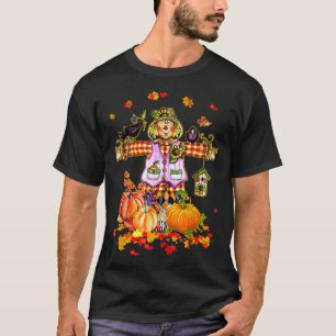Scarecrow Autumn Hello Fall Pumpkin Thanksgiving H T-Shirt