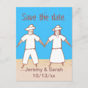 Scarecrow Couple Save the date Postcards