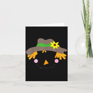 Scarecrow face closed eyes in a hat flower smile card