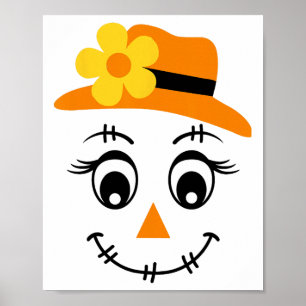 Scarecrow Face Cute Halloween Boys Girls Spooky Fa Poster