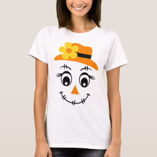Scarecrow Face Cute Halloween Boys Girls Spooky Fa T-Shirt