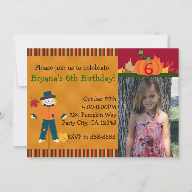 Scarecrow Fall Autumn Photo Party Invitation (Front)
