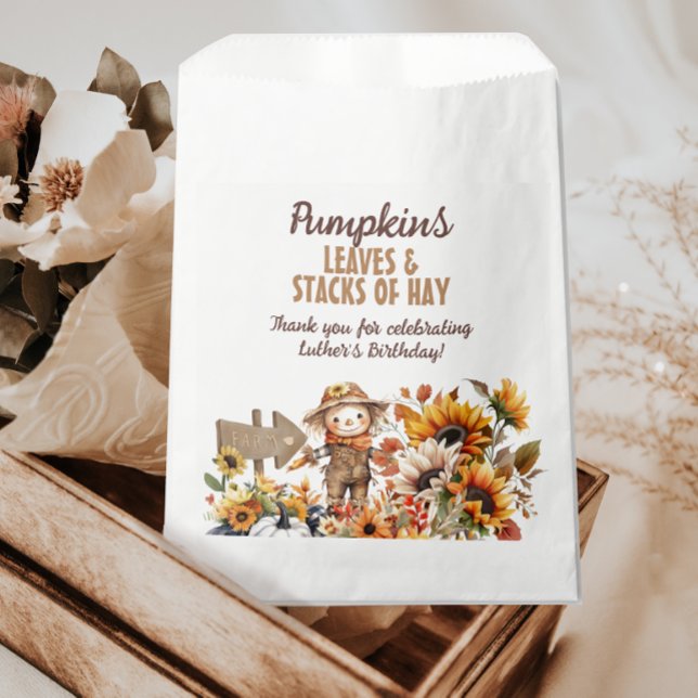 Scarecrow Fall Sunflower Birthday Favour Bag (Creator Uploaded)