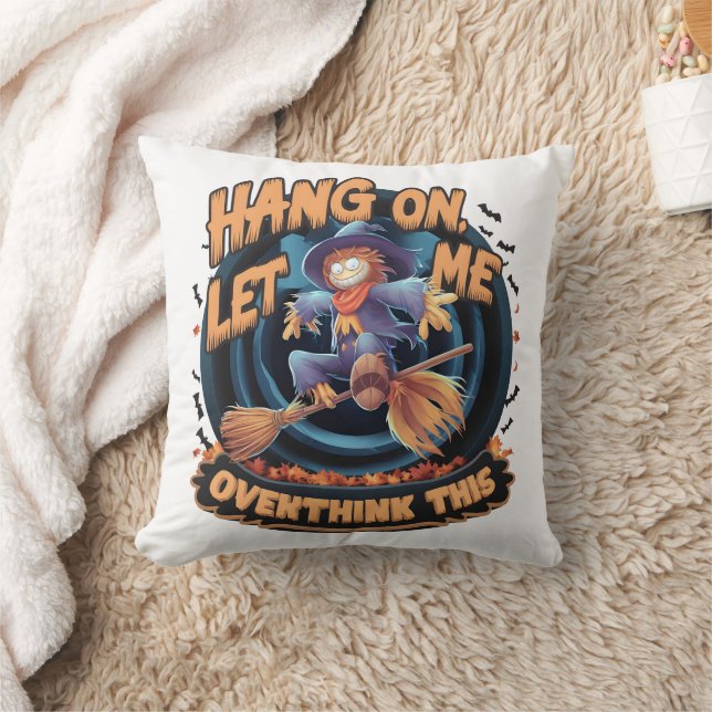 Scarecrow flying on a broom at night cushion (Blanket)