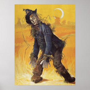 Scarecrow from Wizard of Oz, Vintage Fairy Tales Poster