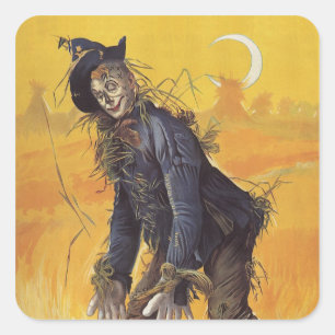 Scarecrow from Wizard of Oz, Vintage Fairy Tales Square Sticker