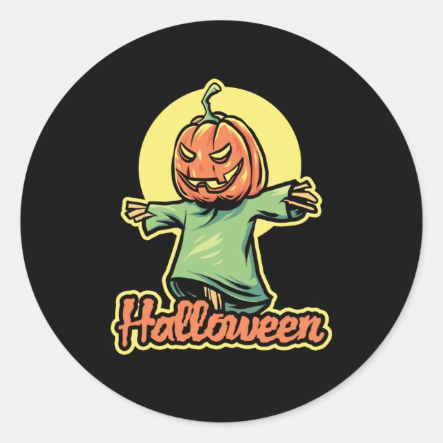 Scarecrow Halloween Classic Round Sticker (Front)