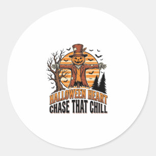 Scarecrow Halloween Shirt Vintage Engraving Harves Classic Round Sticker