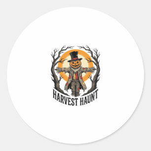 Scarecrow Halloween Shirt Vintage Engraving Harves Classic Round Sticker