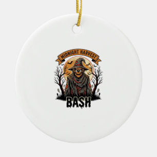 Scarecrow Halloween Shirt Vintage Engraving Party Ceramic Ornament
