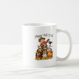 Scarecrow Happy Fall Y'all Pumpkin Thanksgiving Ha Coffee Mug