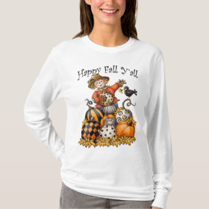 Scarecrow Happy Fall Y'all Pumpkin Thanksgiving Ha T-Shirt