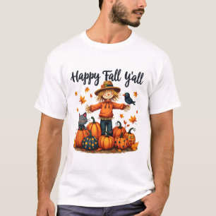 Scarecrow Happy Fall Y'all Thanksgiving Halloween T-Shirt
