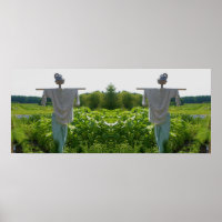 Scarecrow In Garden Field Mirror Abstract