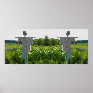 Scarecrow In Garden Field Mirror Abstract Poster